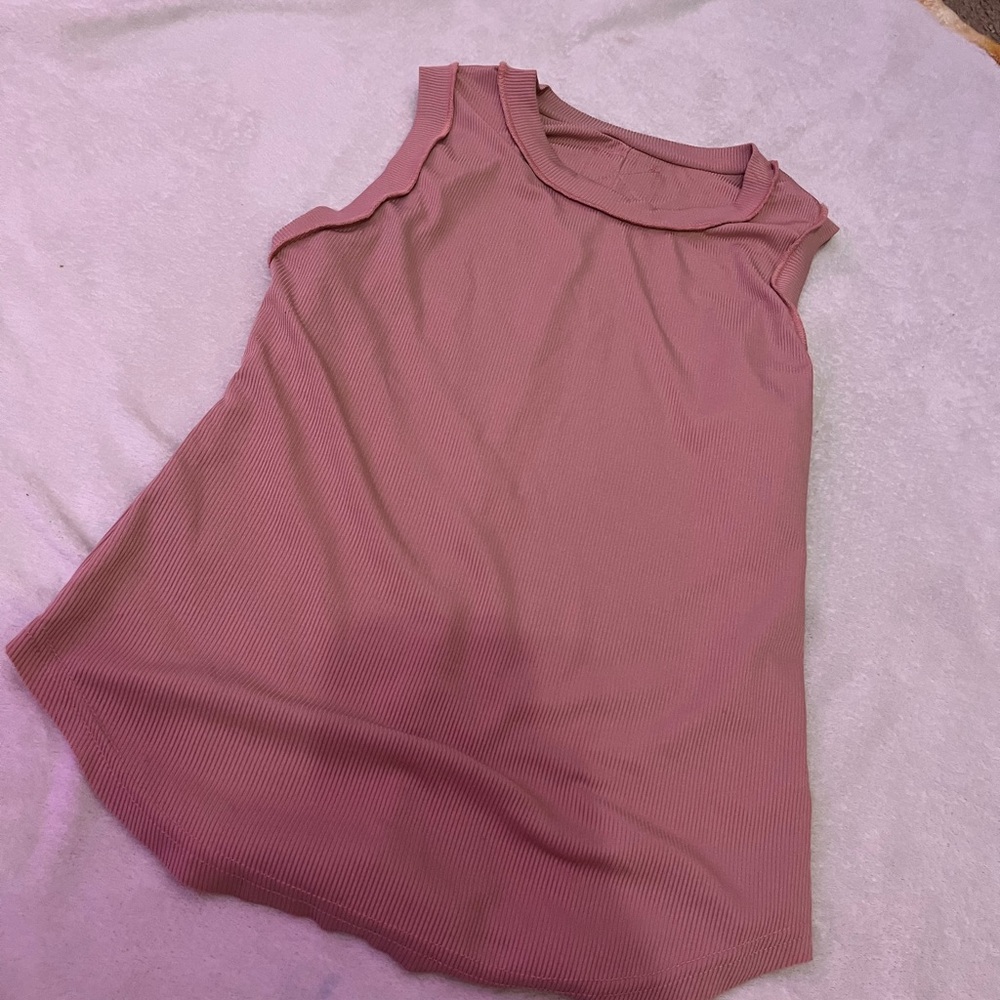 Sleeveless Ribbed Tank Top - Pink